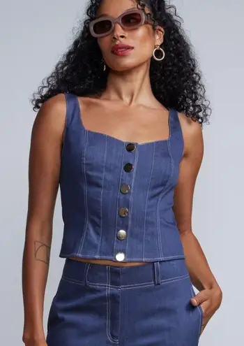 New York And Company NWT Sleeveless Buttoned Denim Top