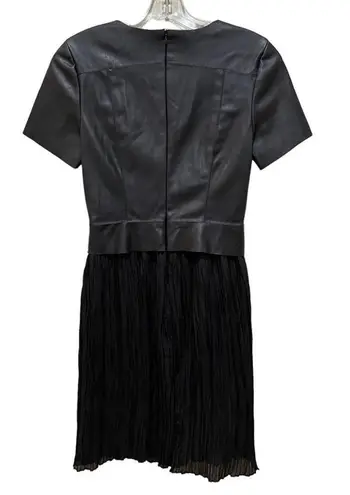 Drew Vegan Faux Leather pleated Lined Dress Black Size 2