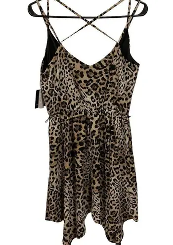 I.N. San Francisco NEW I.N. Leopard Print Strappy Sleeveless Party Handkerchief Hem Wrap Dress