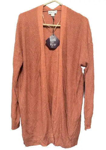 Ava & Viv Ava Viv Women's Knit Open Front Cardigan Sweater - Orange / Peach 2x