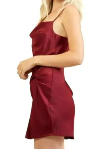 Glam Cowl Neck Mini Slip Dress Wine Red Size Small NWT