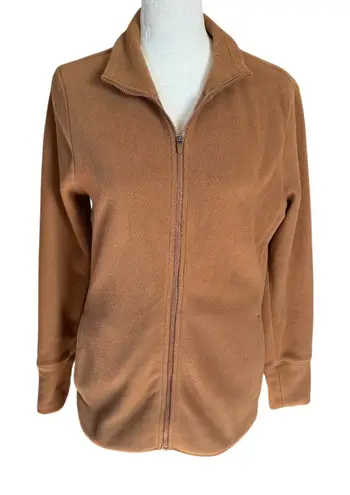 Get After It camel long sleeve collared stretchy zip up fleece jacket sweatshirt Size XS