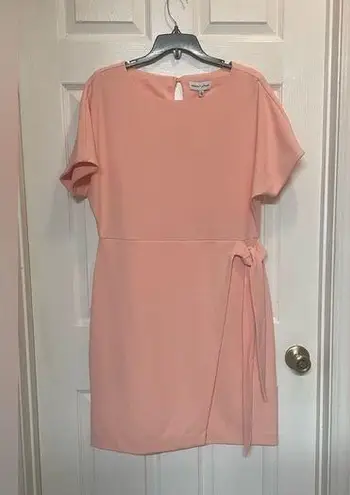 Gibson Latimer Truly Peach Faux Wrap Knee Length Dress Size Large NWT