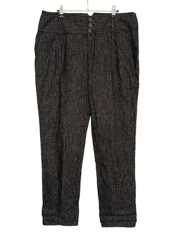 Sundance Amelia Linen Blend Black Pinstripe Pants 14