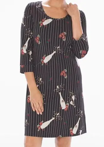 Soma Embraceable PJ Sleepshirt Posh Party Sz S Pass The Bubbly Metallic NWT Black