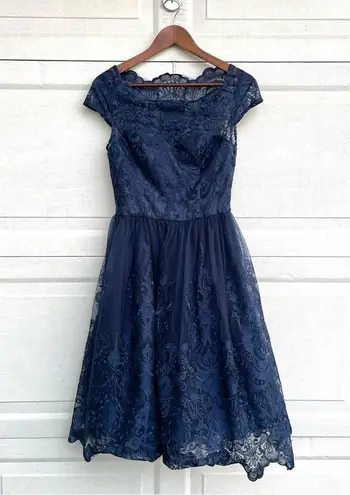Chi Chi London Womens Dress Navy Blue April Embroidered Lace Tea Wedding 4