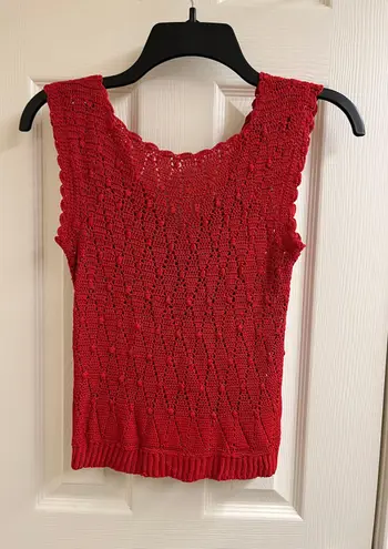 Talbots Vintage 80’s spring red knit reversible sweater vest  petite