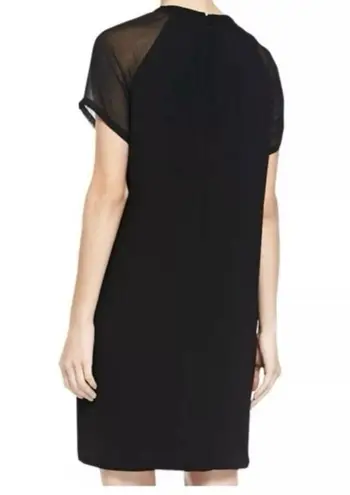 Vince  Black Sheer-Sleeve Loose Crepe Mini Dress - Medium