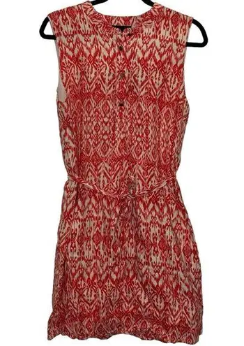 Cynthia Rowley  Red Belted Sleeveless 100% Linen Knee Length Dress Size 12 New