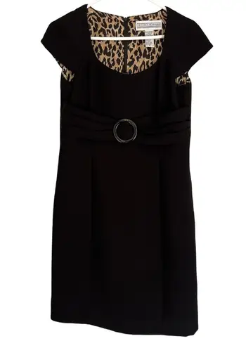 Jessica Howard Black Dress Womens Size 8 Cap Sleeve Lined Scoop Neck Zip Vent