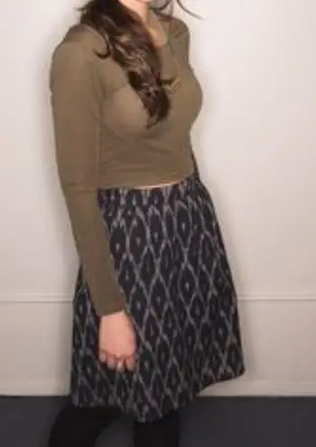 Mata Traders Skirt XS NWT Gathered Ikat Black Handwoven 100% Cotton Boho Spring