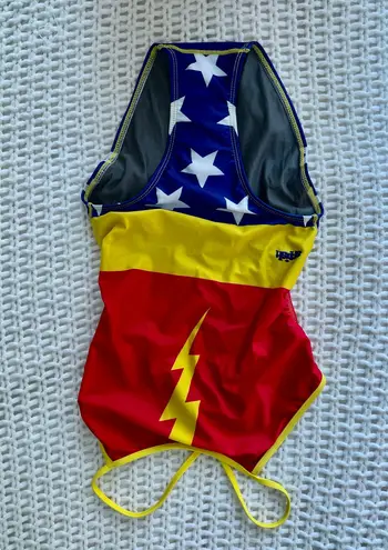 One Piece NWOT Vintage Y2K Splish Awesome Girl Thin Strap  Swimsuit / Wonder Woman Costume - 30