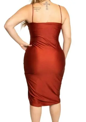 Bluebell Bodycon Sleeveless Ruched Dress Rust Red Size 1X NWT