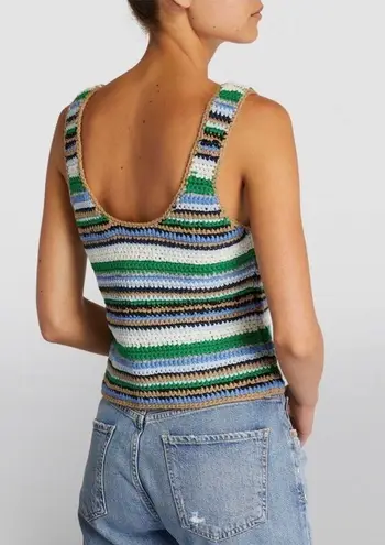 frame denim Frame Hand Chunky Crochet Stripe Wool Blend Retro Pullover Tank Top Size S