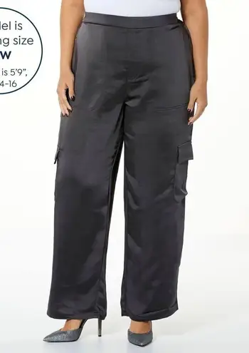 NWT La Joie Satin Cargo Jogger Pant Black Plus Sz 20W