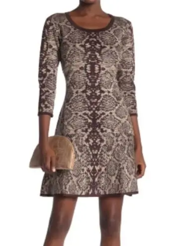 Nina Leonard  Snake Print Fit & Flare Dress