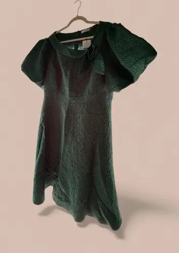 AOMEI Green Textured Midi Dress Puff Sleeve Bow Detail Women’s 4XL NWT Size 4X