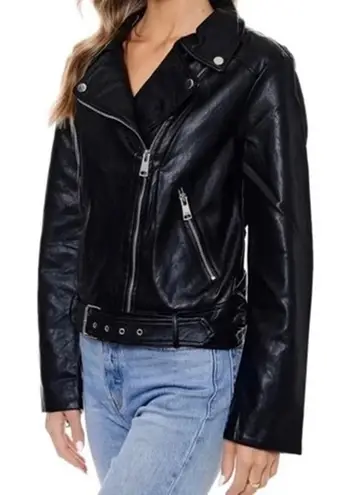 Elodie Women's Size Small Black Viscose Moto Biker Belt Jacket