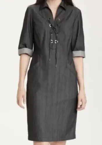 Lafayette 148 Black Denim Half Sleeve Dress - Size 6