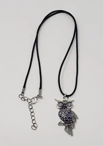 Handmade Owl w/ Lavender & Purple Metallic Resin Necklace