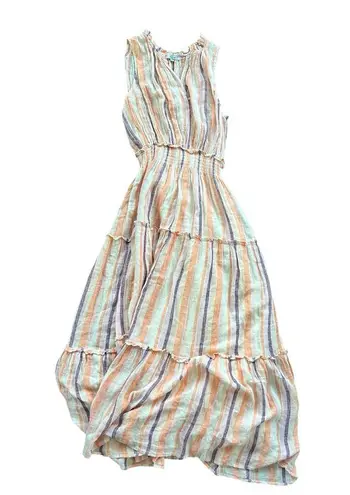 Rails LouLou Maxi Dress Size Medium Papaya Stripe Vacation Brunch Date Cruise