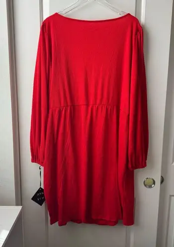 Ava & Viv Plus Size Long Sleeve Wrap Dress Red 2X NWT
