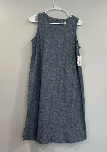 Sonoma  Blue Linen Cotton Blend Sleeveless Dress Medium M