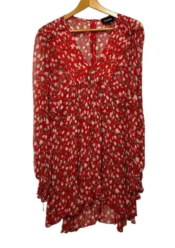 The Kooples Rosa Red Tunic Dress Women’s Size Large Long Sleeve Mini Casual
