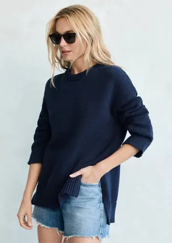 Jenni Kayne Cotton Boyfriend Sweater Navy Blue XXL $295