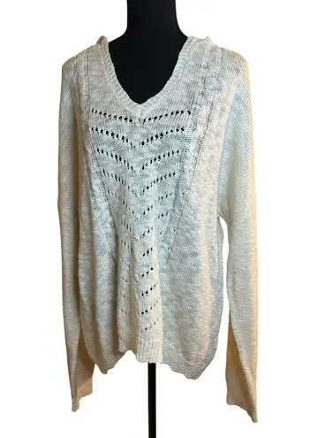 Deb 3X Cream Knit Hooded Pullover Sweater | Rare Vintage Plus Size 100% Acrylic
