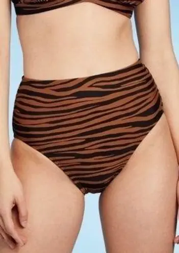 Kona Sol NWT-  Brown & Black Zebra High Waist Bikini Bottoms