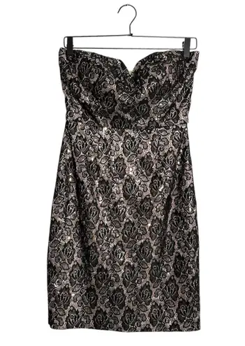 Bisou Bisou Black Lace Strapless Bodycon Dress Y2K Size 6 Party Cocktail
