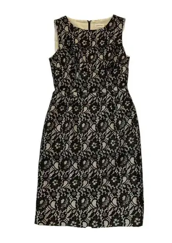 Calvin Klein  Women Size 4 Lace Party Dress Black White Sleeveless | 19-771