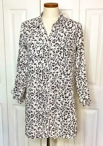 Victoria's Secret  Leopard Print Flannel Sleep Shirt Button Down Cozy size Small - Image 1