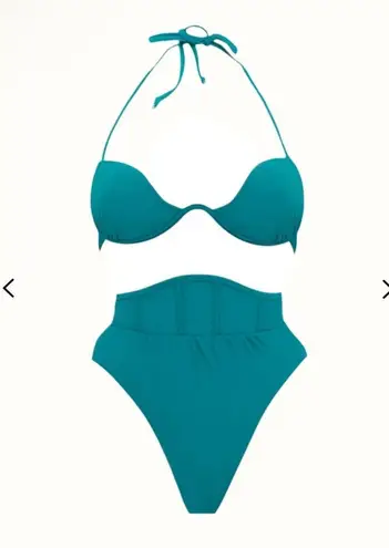 Andrea Iyamah New Andrea Lyamah Gura Teal Bikini Set in Small medium