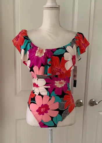 La Blanca In Full Bloom Off Shoulder Ruffle One Piece