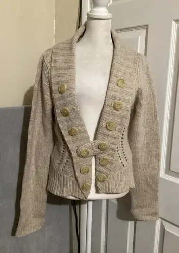 Charlie & Robin Knit Cardigan Sweater Jacket Beige Double Button L Cozy Wool Tan Size L - Image 1