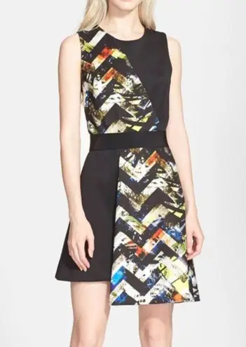 Milly  Zig Zag Asymmetrical Print Dress size 4