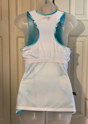 Shape Tek Green White Geometric Lines Racerback Tank Top Padded Shelf Bra Large