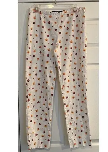 Max Mara Weekend Pants Sz US 10 Off White Autumn Floral Print Side Zip Italy