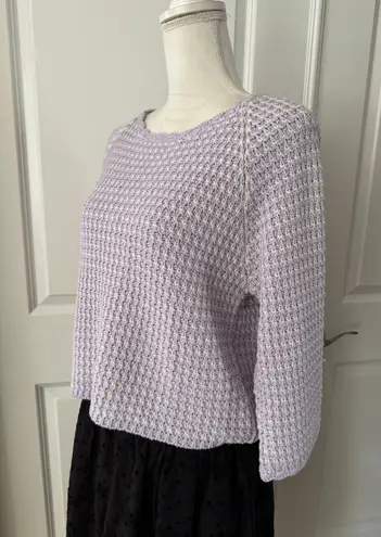 Minnie Rose Cotton Cropped 3/4 Sleeves Crewneck Sweater