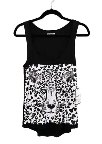 Lauren Moshi new ❤︎ Wendy Heart Face Leopard Tank Top ❤︎ Black ❤︎ Size Small
