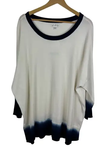 Wonderly NWT Blue Dip Dye Sweater Sz 2X Knit Top Oversized Casual Comfy Cozy