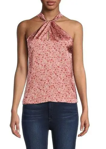 Nordstrom  Love Ady Pink Printed Satin Twist High Neck Tank Top XS