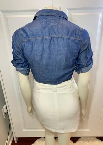 Truth NYC Tie Front Denim Cropped Top with Adjustable Sleeves