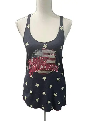 Planet Hollywood Patriotic Stars Blue Racerback Tank Top Women’s M July 4th