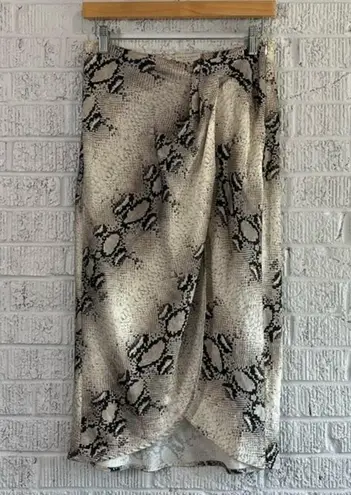 Dress Forum Women's Small Snake Skin Wrap Skirt Silver Midi Flowy Streetwear