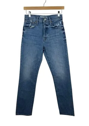 Mother Denim High Waisted Hiker Hover Straight Leg in Slay It With Flowers 25 Blue