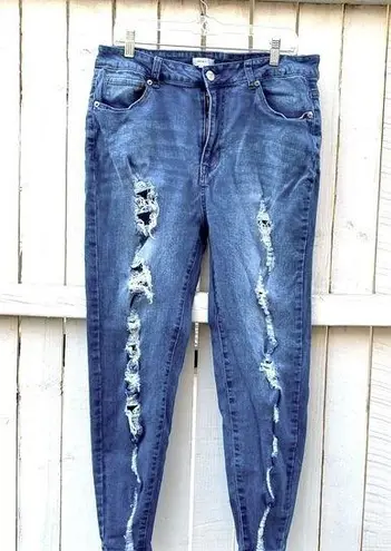 Forever 21 + distressed high waist jeans Size 14