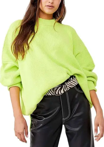 Free People Easy Street Citron Green Oversized Sweater